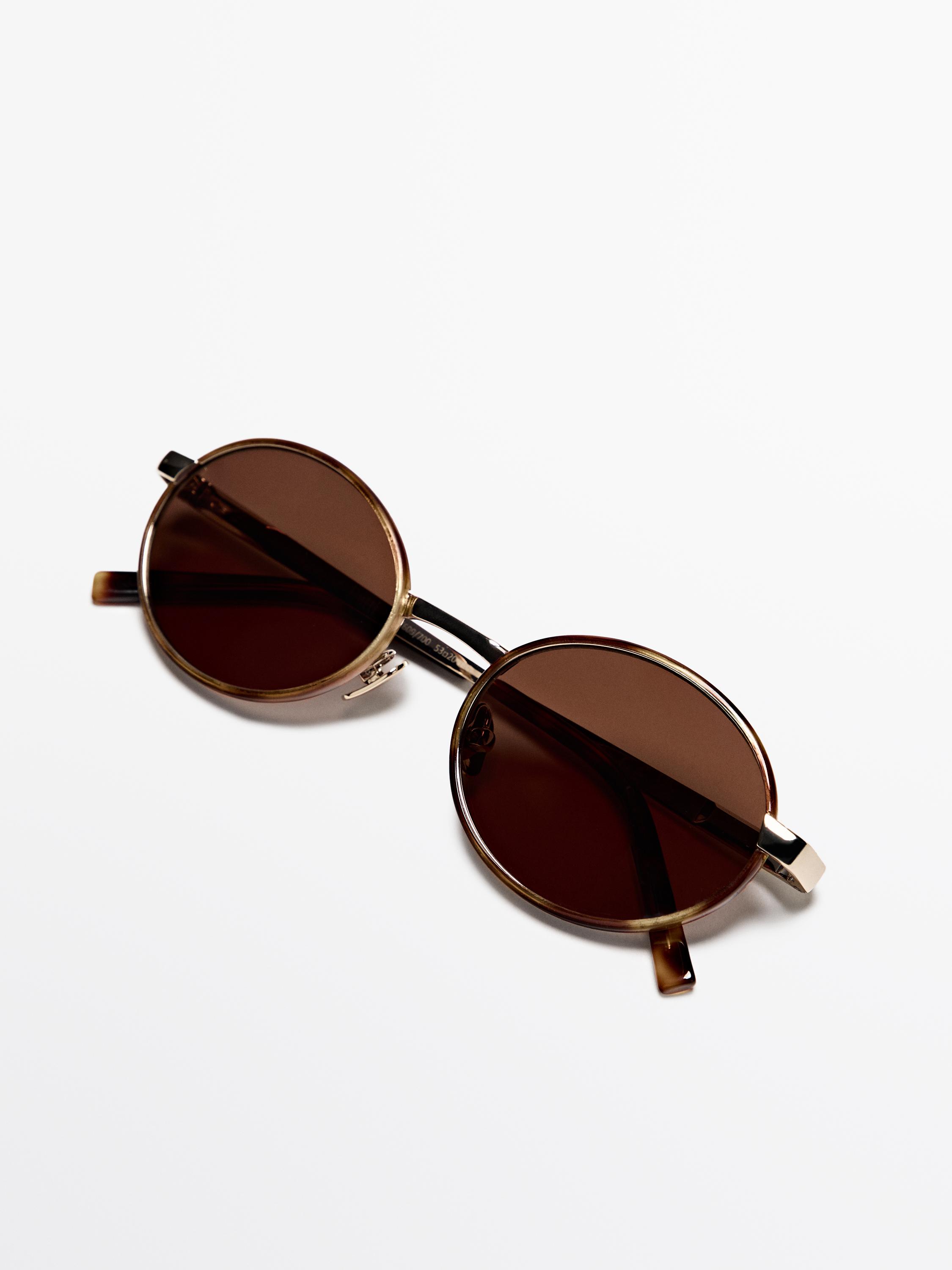Contrast round sunglasses